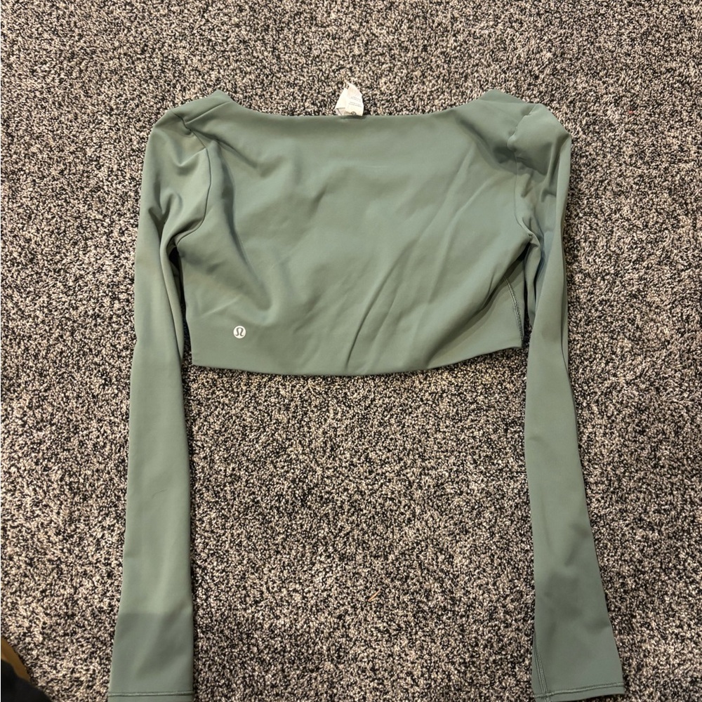 lululemon athletica Sage Green Long Sleeve Crop Top